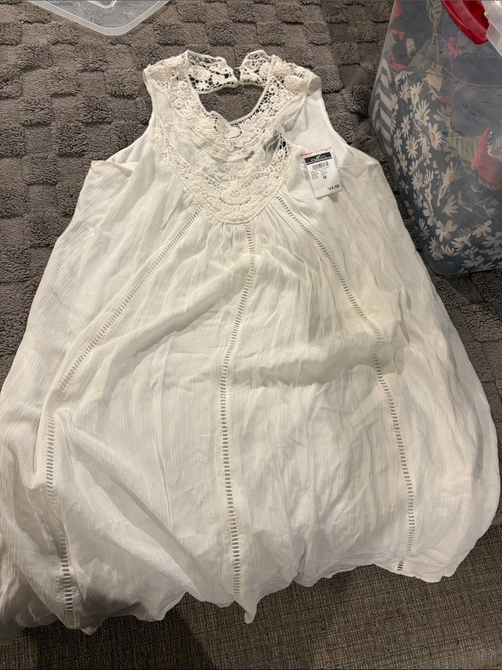 Rue21 White Lace-Detail Sleeveless Maxi Dress